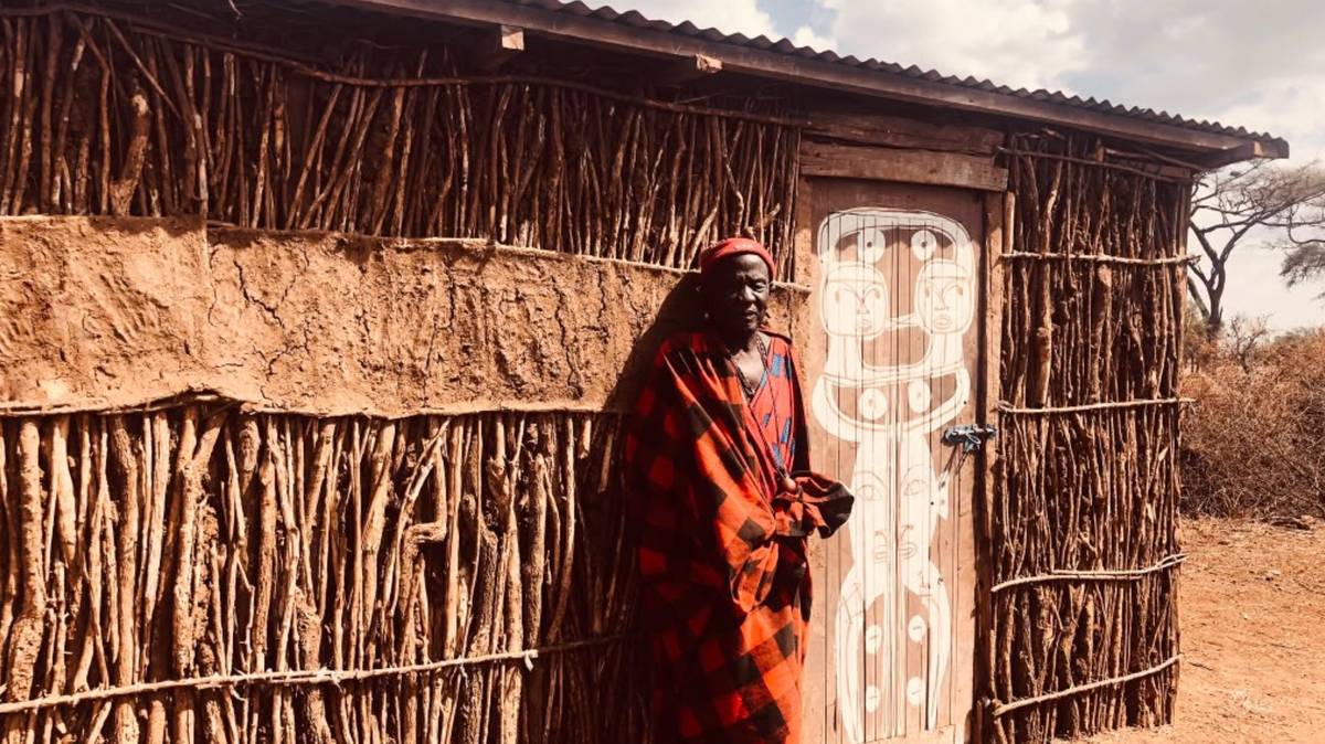 A painted doorway in a Maasai homestead